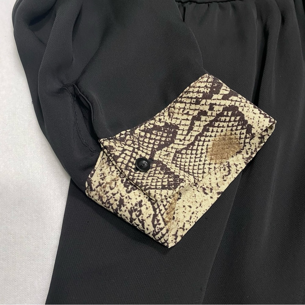 Zara Basic Black Button Snake Skin Print Collar/C… - image 5